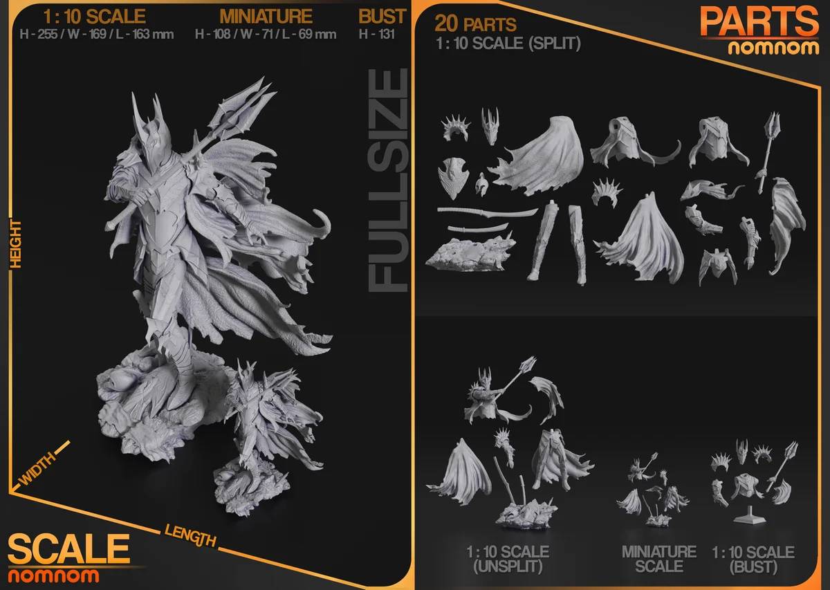 Sauron | Fan Art | 3D Printed Resin Model Garage Kit | *Un-Painted* | Nomnom 3