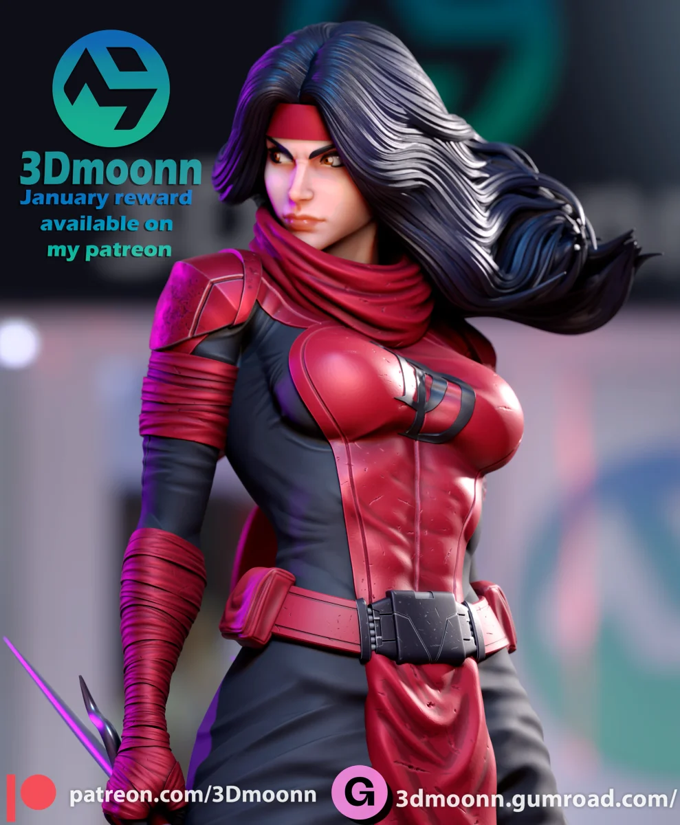 Elektra | Fan Art | 3D Printed Resin Model Garage Kit | *Un-Painted* | 3DMoonn 4