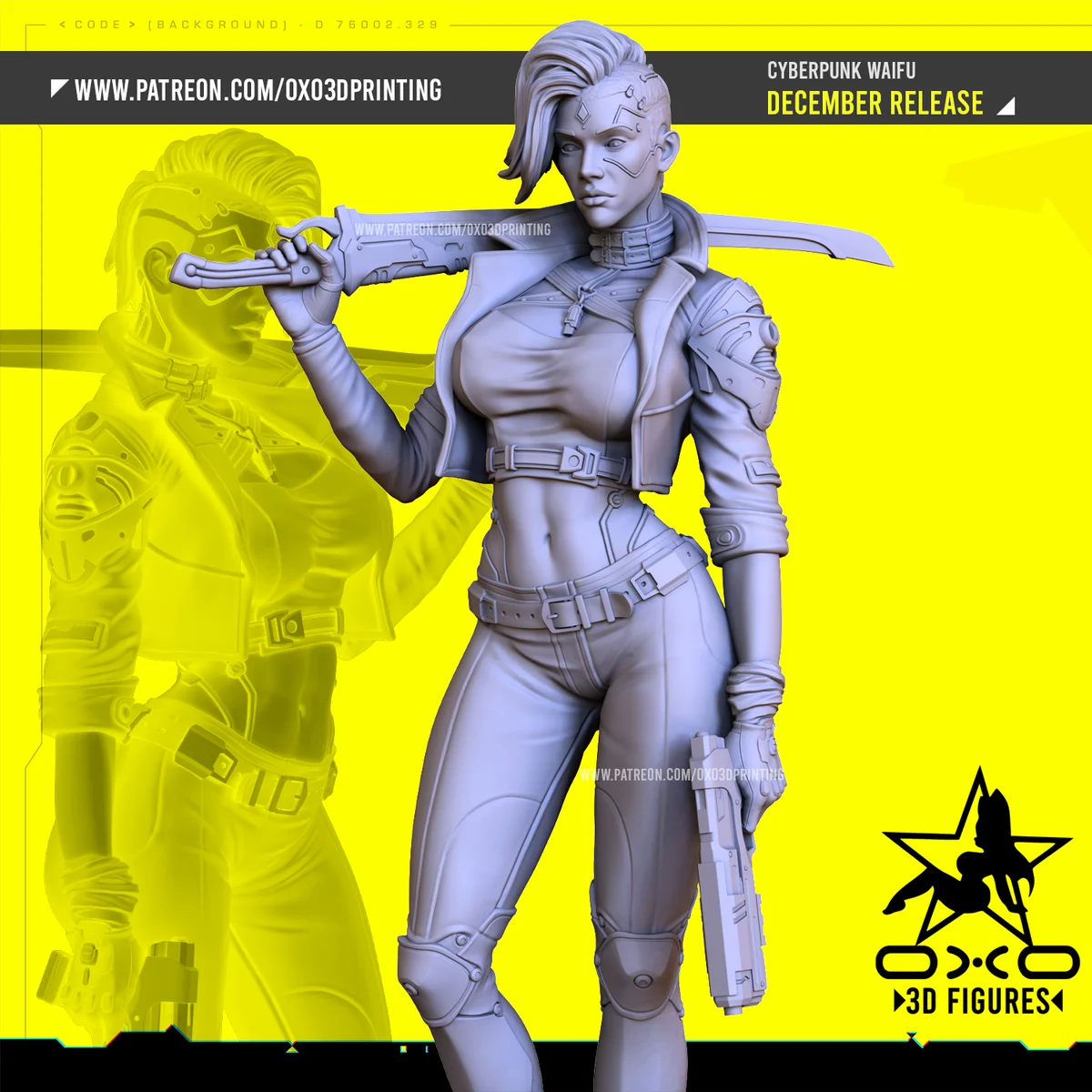 Cyberpunk Waifu | Fan Art | 3D Printed Resin Model Garage Kit | *Un-Painted* | OXO3D 4