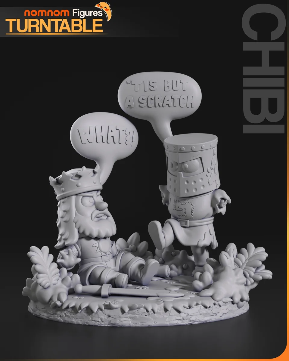 Chibi The Black Knight | Fan Art | 3D Printed Resin Model Garage Kit | *Un-Painted* | Nomnom 8