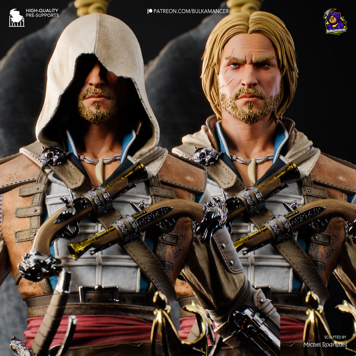 Edward Kenway | Fan Art | 3D Printed Resin Model Garage Kit | *Un-Painted* | Bulkamancer 3