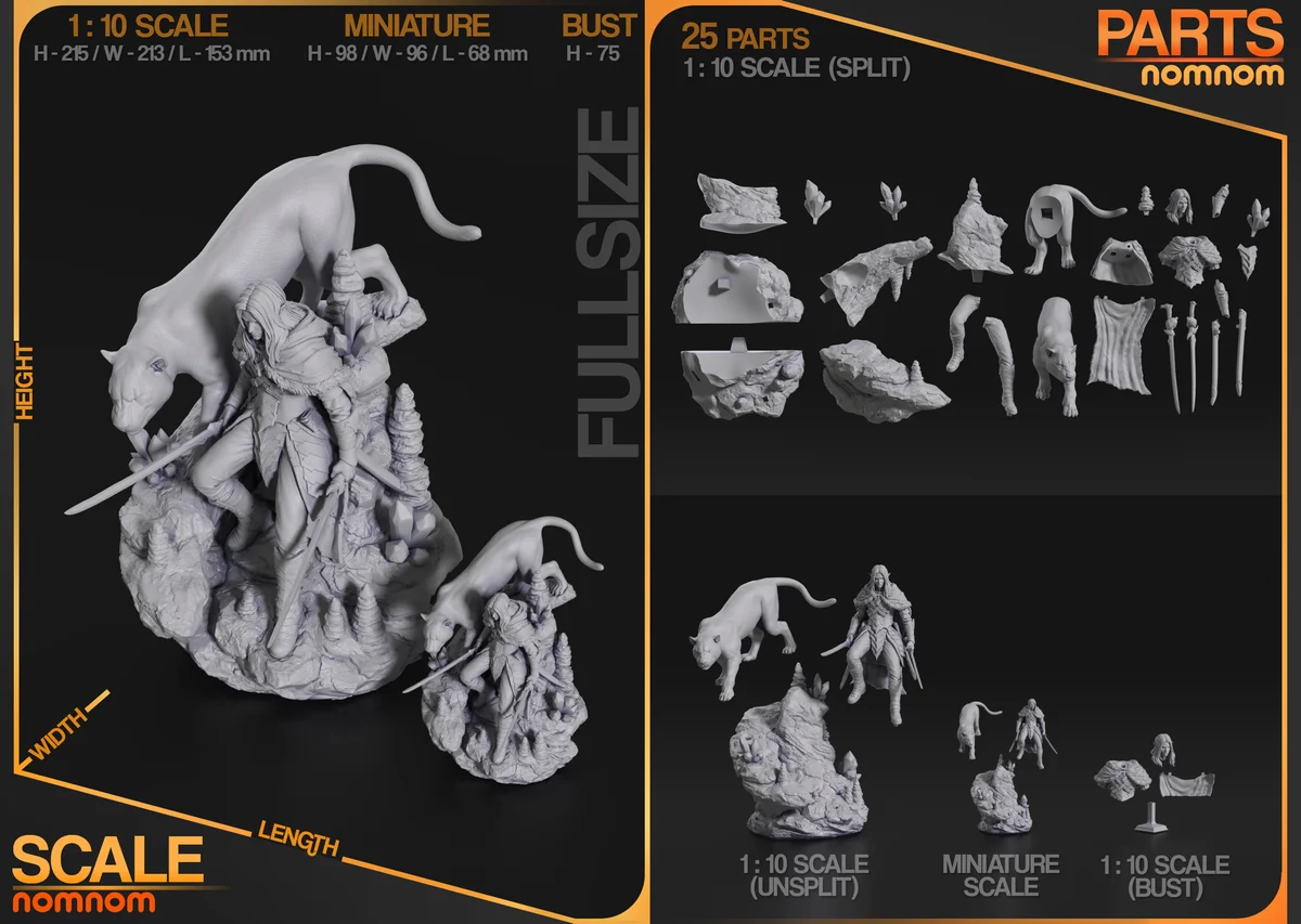 Drizzt Do'Urden | Fan Art | 3D Printed Resin Model Garage Kit | *Un-Painted* | Nomnom 3