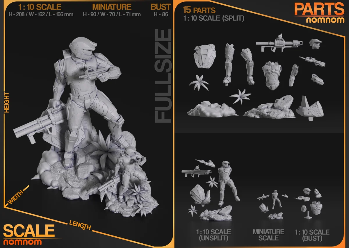 Master Chief | Fan Art | 3D Printed Resin Model Garage Kit | *Un-Painted* | Nomnom 3