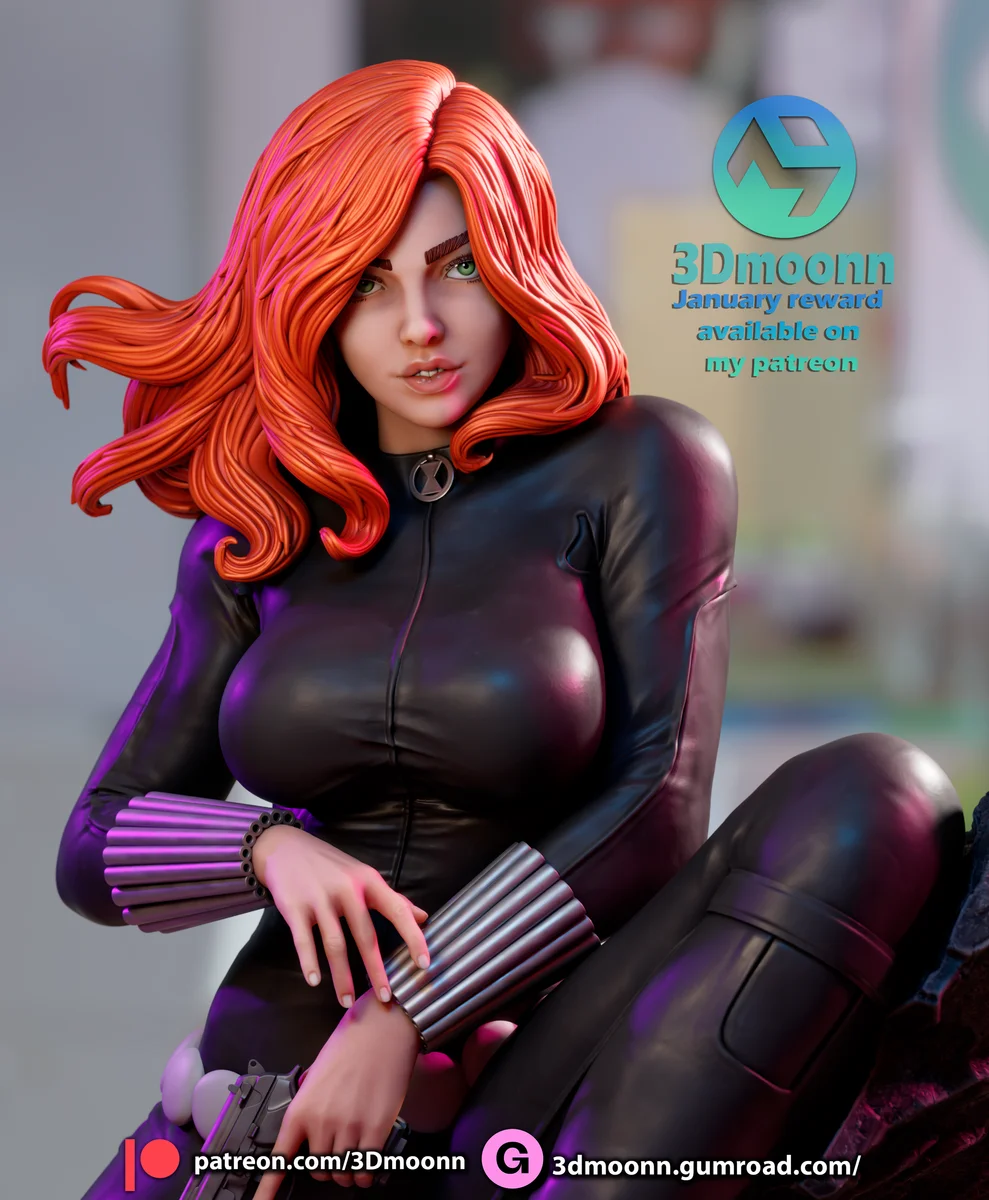 Black Widow | Fan Art | 3D Printed Resin Model Garage Kit | *Un-Painted* | 3DMoonn