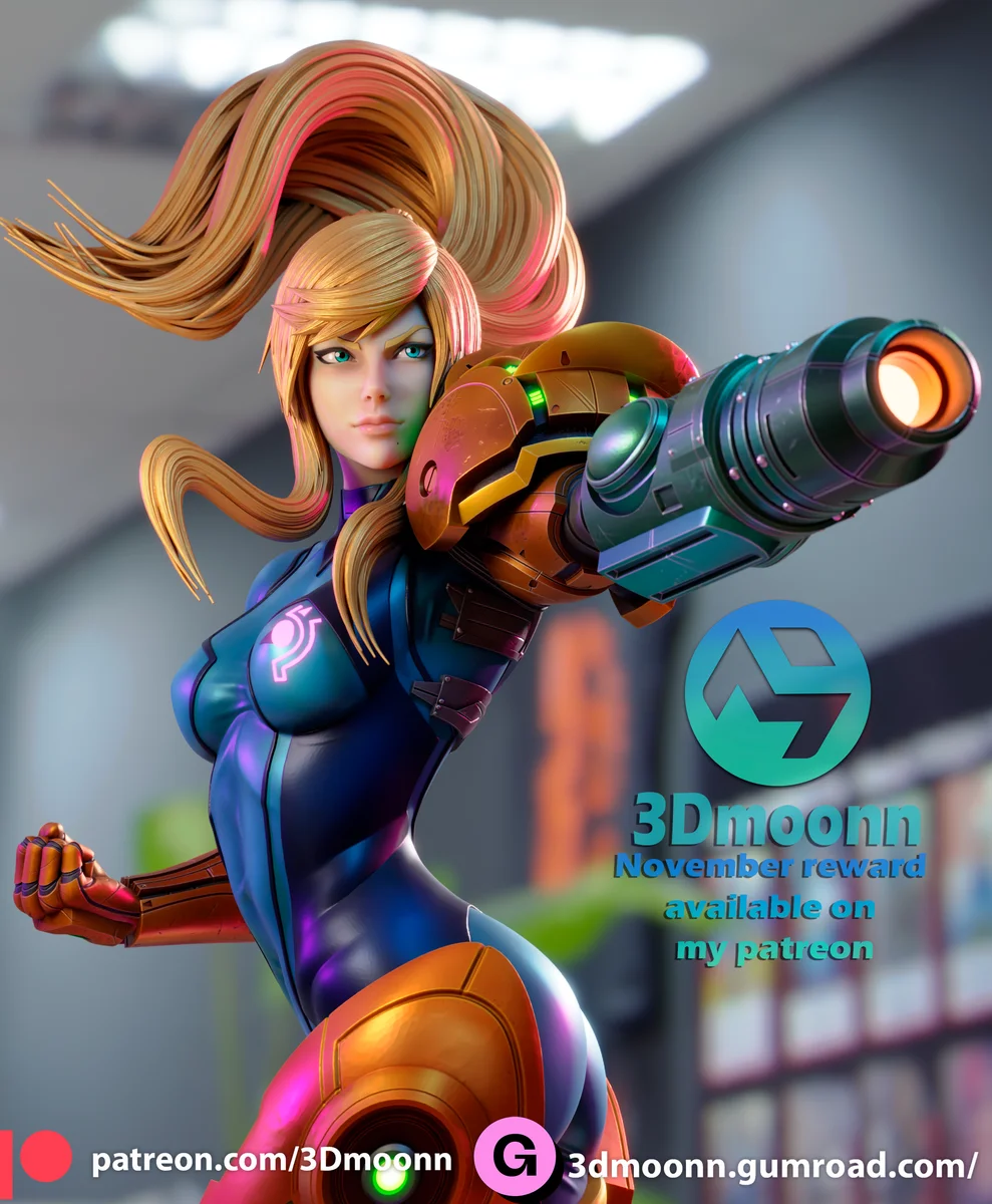 Samus Aran | Fan Art | 3D Printed Resin Model Garage Kit | *Un-Painted* | 3DMoonn 3