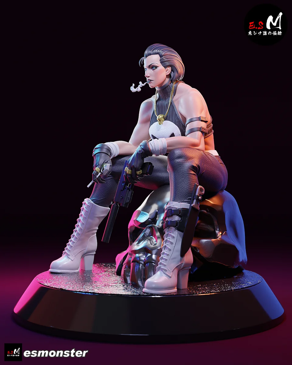 Punisher (Female) | Fan Art | 3D Printed Resin Model Garage Kit | *Un-Painted* | ES Monster 6