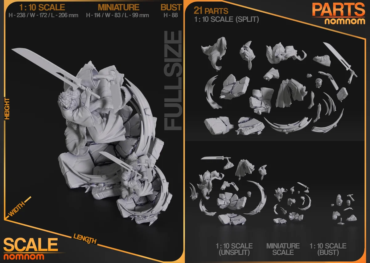 Ichigo Kurosaki | Fan Art | 3D Printed Resin Model Garage Kit | *Un-Painted* | Nomnom 3