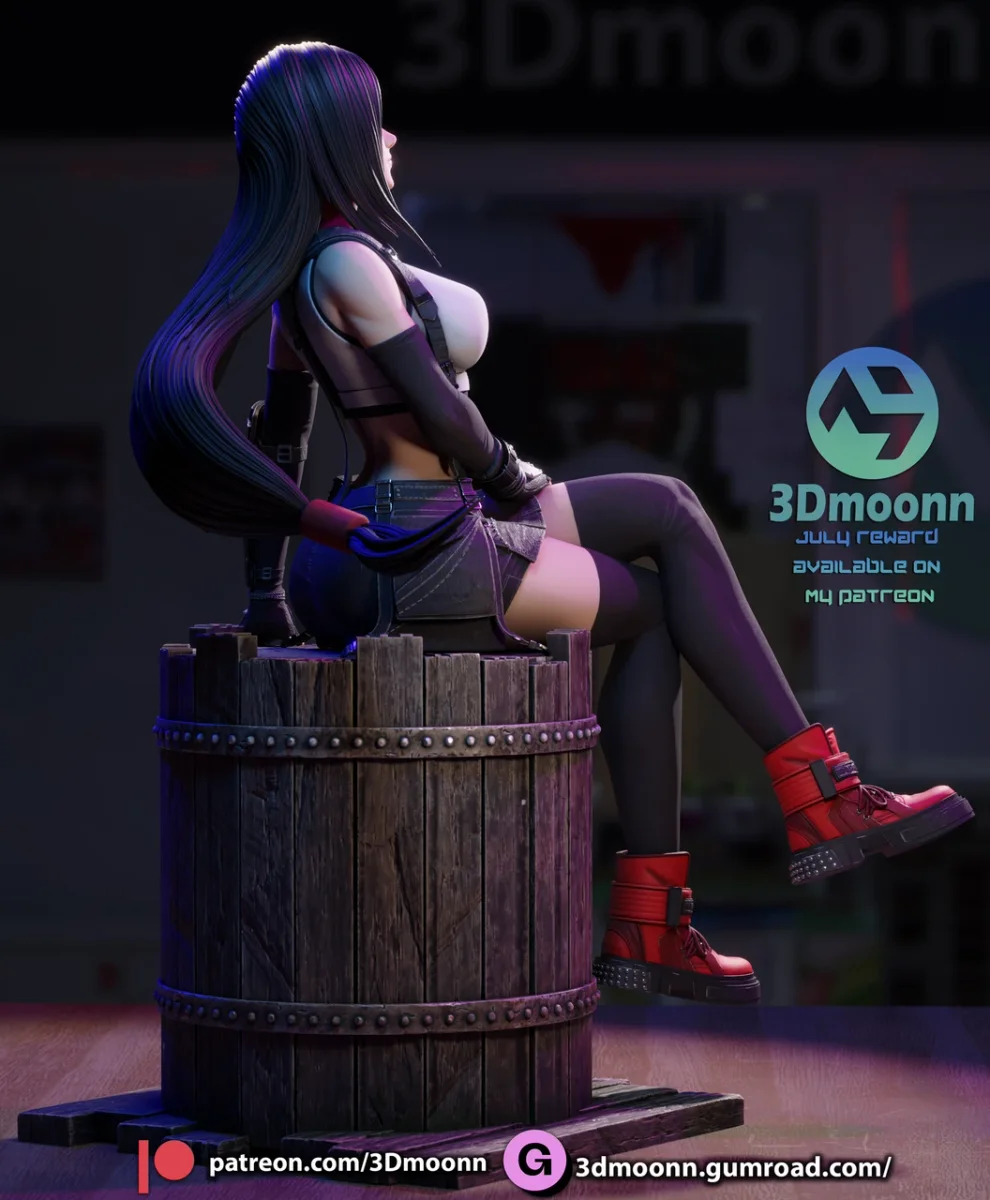 Tifa | Fan Art | 3D Printed Resin Model Garage Kit | *Un-Painted* | 3DMoonn 4