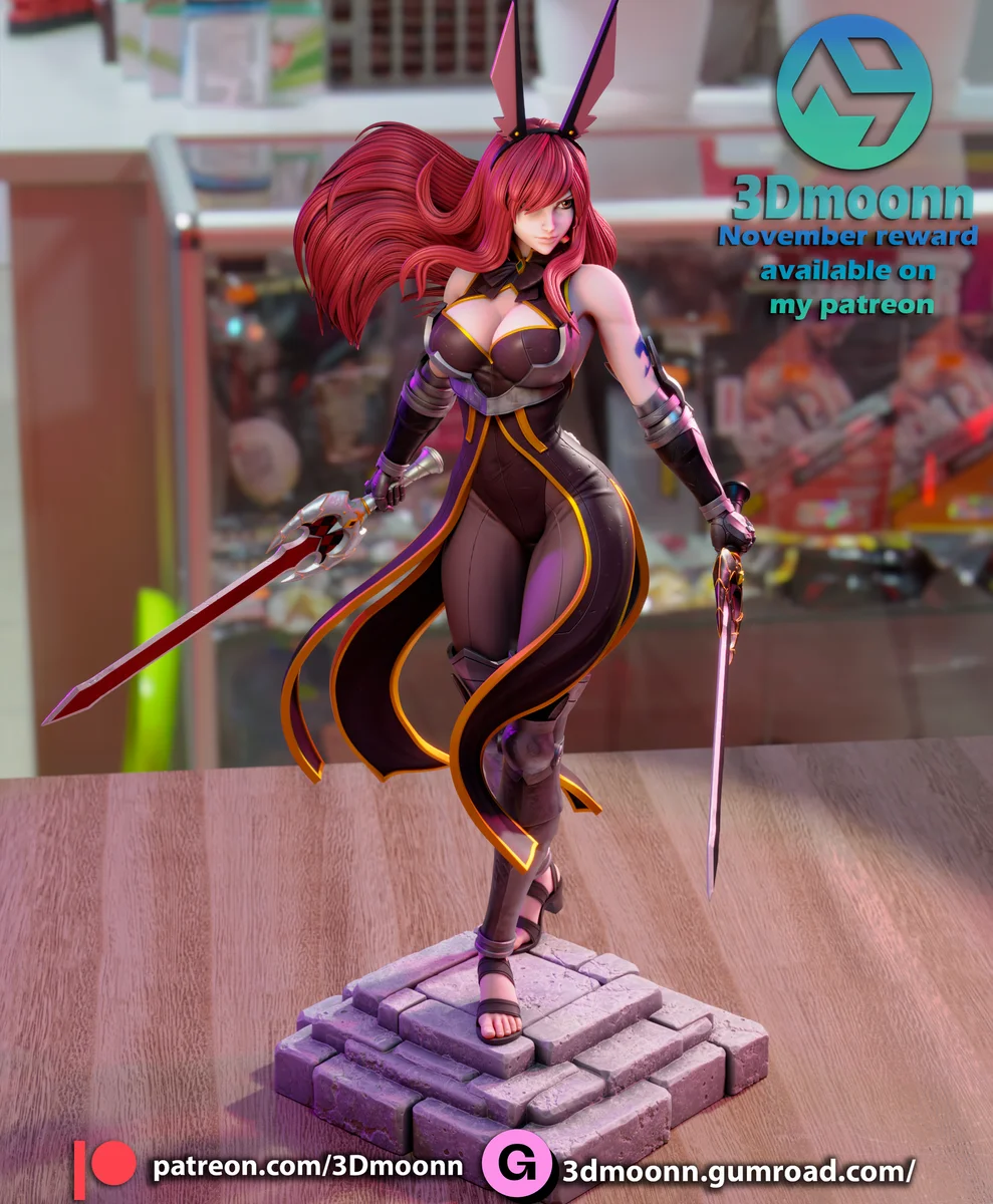 Erza Scarlet | Fan Art | 3D Printed Resin Model Garage Kit | *Un-Painted* | 3DMoonn 4