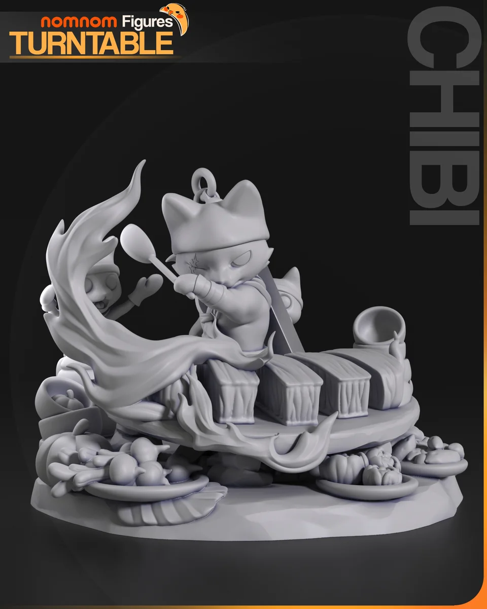 Chibi Meowscular Chef | Fan Art | 3D Printed Resin Model Garage Kit | *Un-Painted* | Nomnom 4