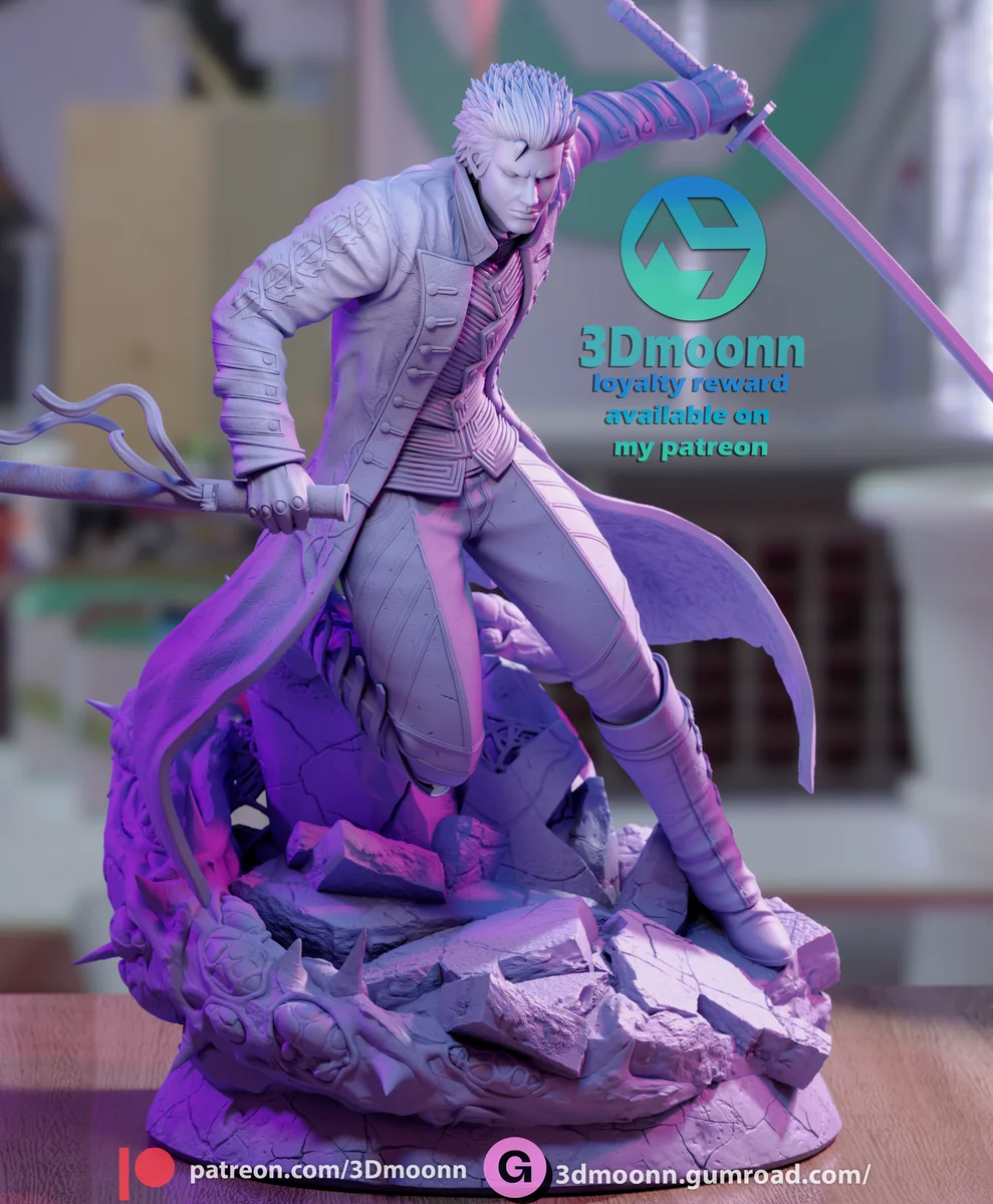 Vergil | Fan Art | 3D Printed Resin Model Garage Kit | *Un-Painted* | 3DMoonn 6