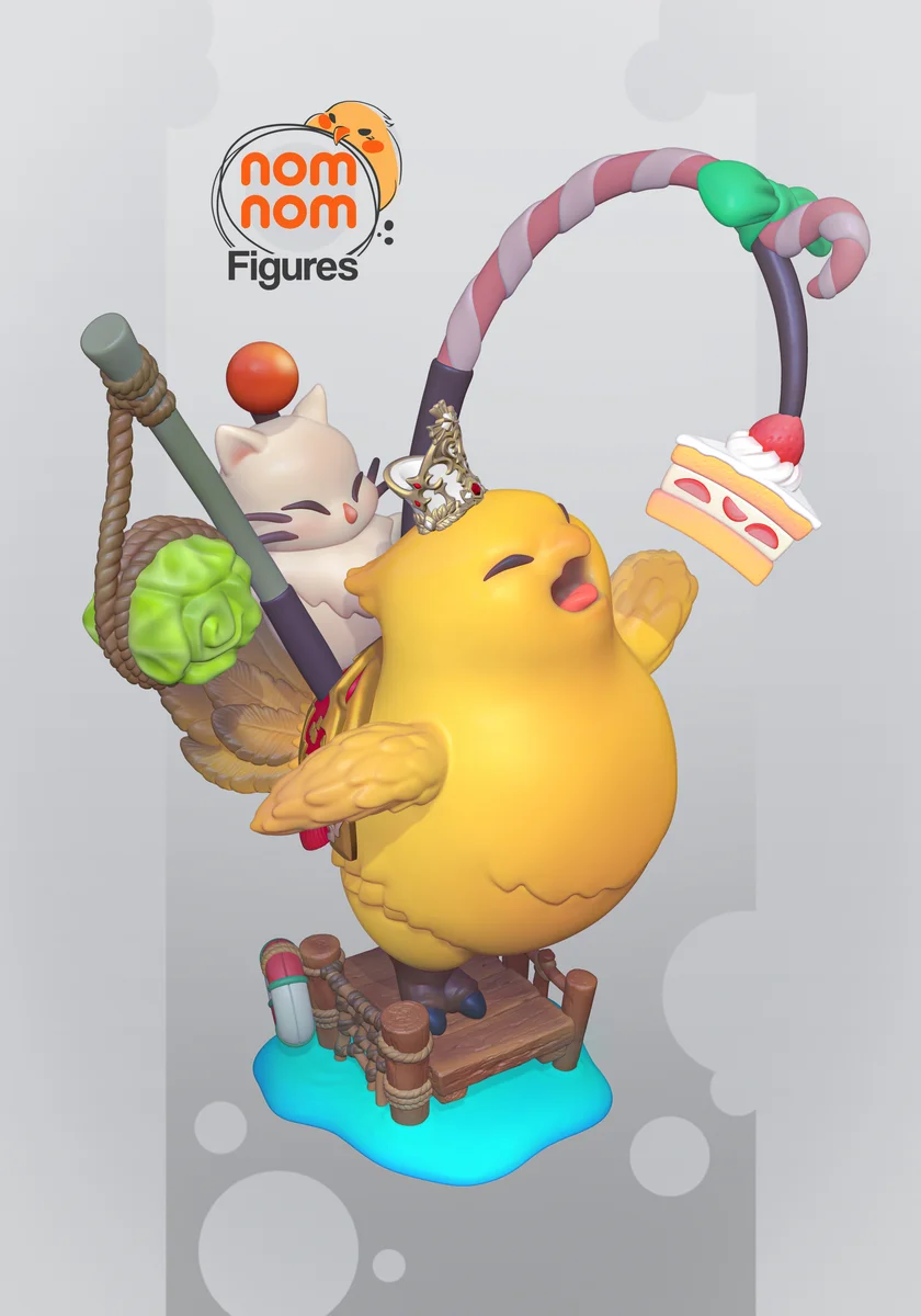 Chibi Chocobo | Fan Art | 3D Printed Resin Model Garage Kit | *Un-Painted* | Nomnom