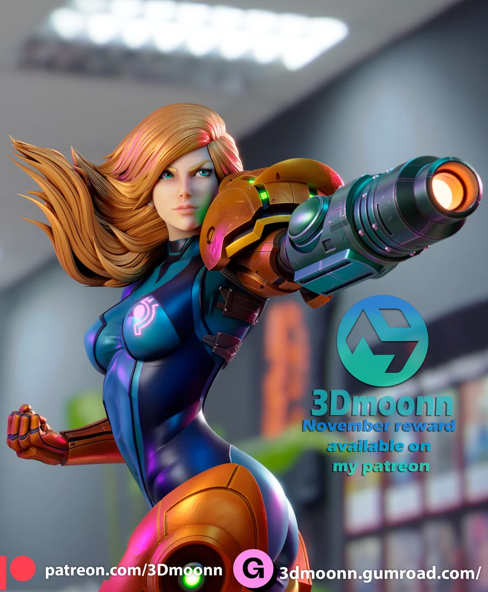 Samus Aran | Fan Art | 3D Printed Resin Model Garage Kit | *Un-Painted* | 3DMoonn 4