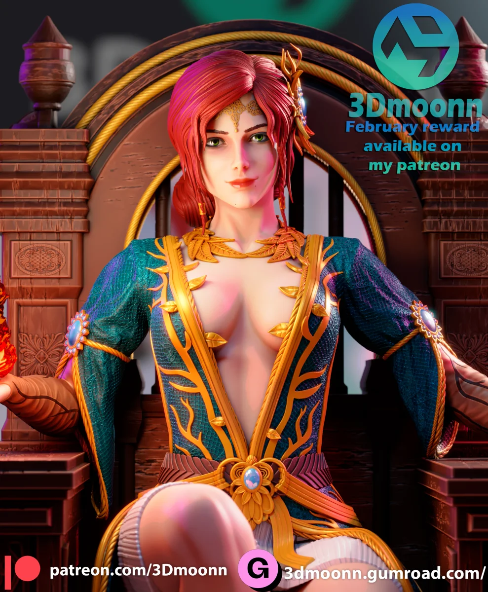 Triss | Fan Art | 3D Printed Resin Model Garage Kit | *Un-Painted* | 3DMoonn 3