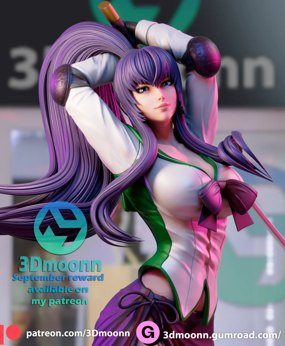 Saeko Busujima | Fan Art | 3D Printed Resin Model Garage Kit | *Un-Painted* | 3DMoonn