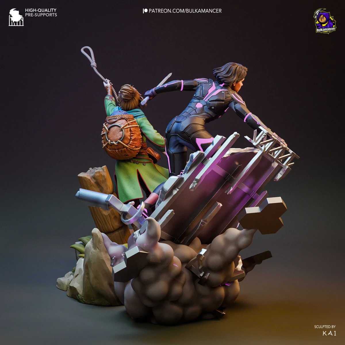 Mio & Zoe | Fan Art | 3D Printed Resin Model Garage Kit | *Un-Painted* | Bulkamancer 3