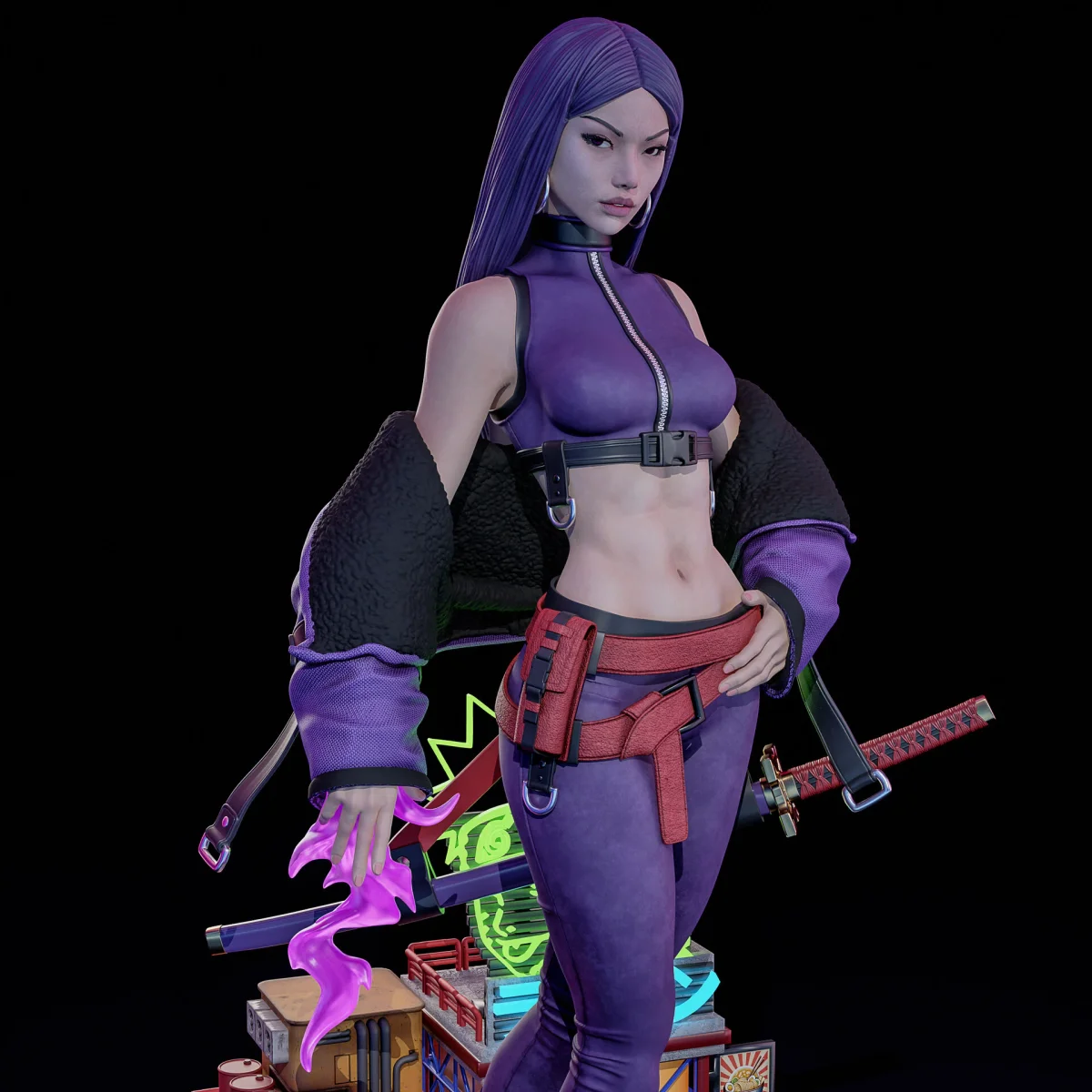 Psylocke (JP Skin) | Fan Art | 3D Printed Resin Model Garage Kit | *Un-Painted* | ES Monster