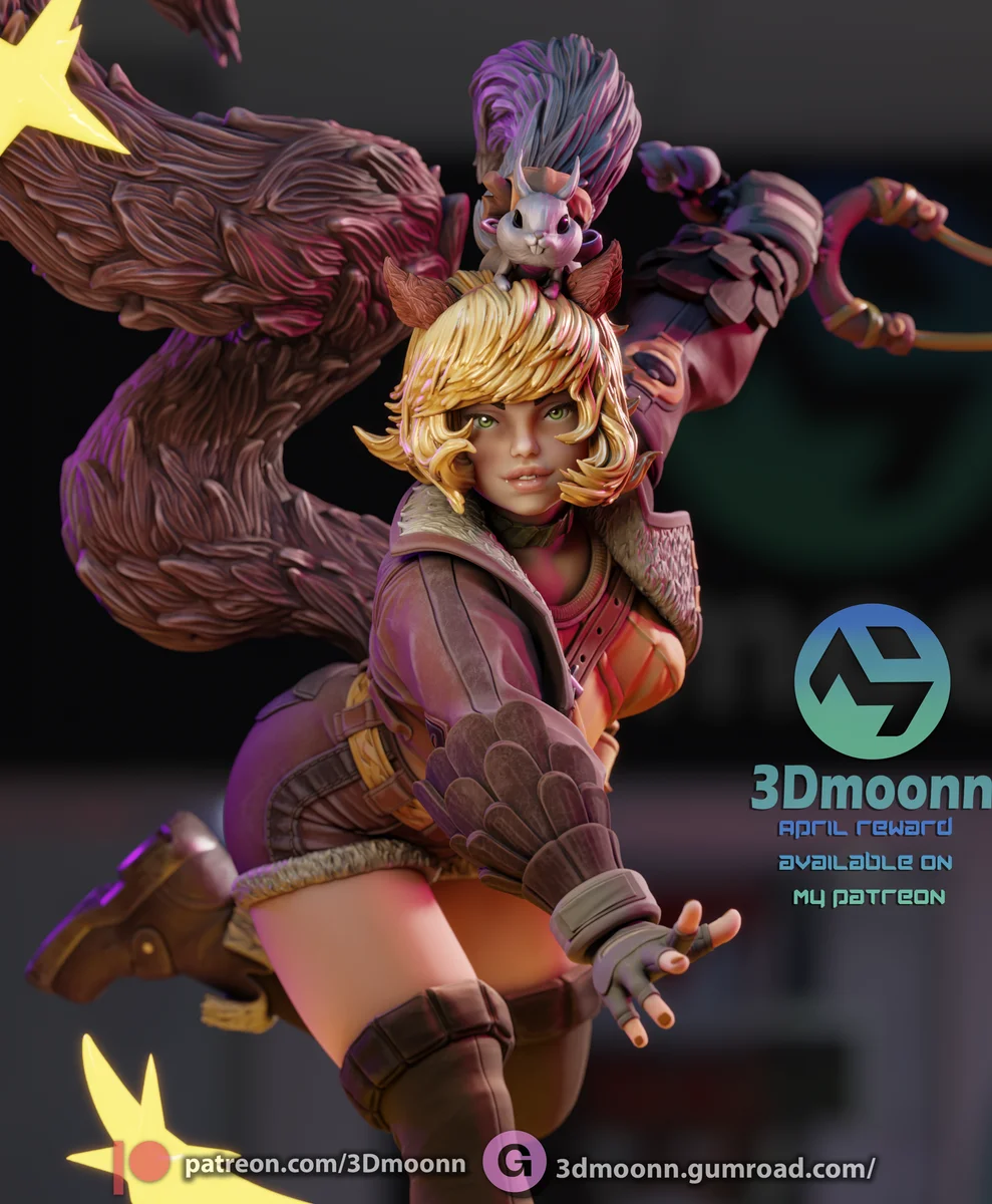 Squirrel Girl | Fan Art | 3D Printed Resin Model Garage Kit | *Un-Painted* | 3DMoonn