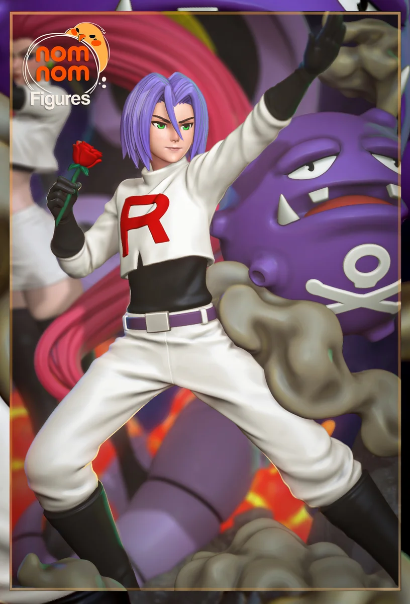 Team Rocket - James | Fan Art | 3D Printed Resin Model Garage Kit | *Un-Painted* | Nomnom