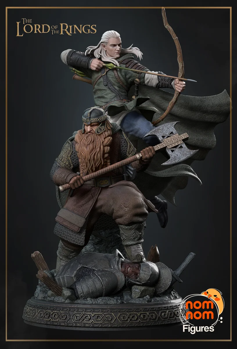 Gimli and Legolas | Fan Art | 3D Printed Resin Model Garage Kit | *Un-Painted* | Nomnom