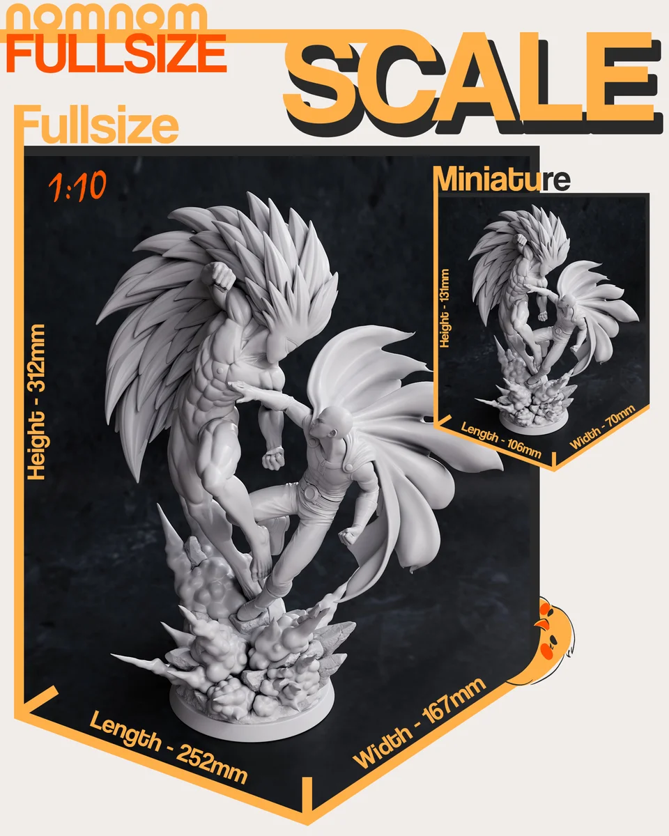 Saitama vs Boros | Fan Art | 3D Printed Resin Model Garage Kit | *Un-Painted* | Nomnom 4