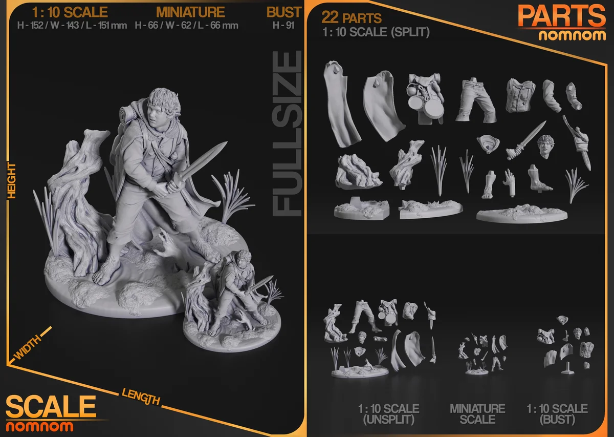 Samwise | Fan Art | 3D Printed Resin Model Garage Kit | *Un-Painted* | Nomnom 7